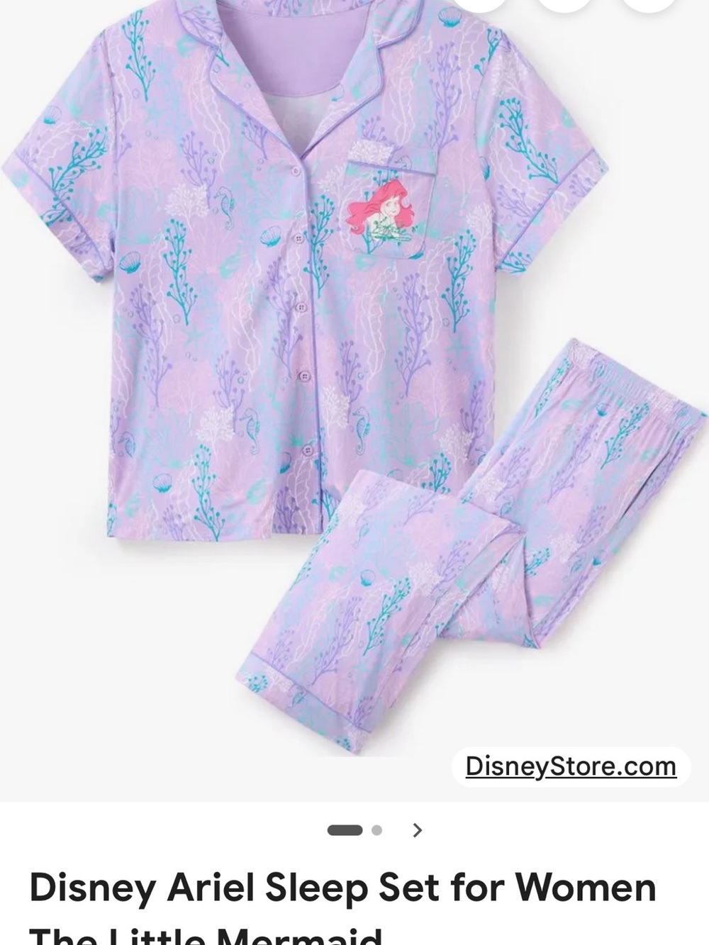 Disney Lavender & Aqua Floral Little Mermaid Pajama Set - Picture 1 of 6